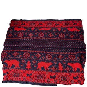 Agatha Fair Isles red blue wrap scotties bears 27.5x75